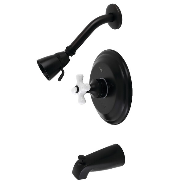 Restoration KB3630PX Tub and Shower Faucet with Porcelain Cross Handle KB3630PX - main